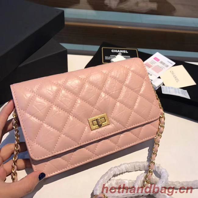 Chanel Calfskin & Gold-Tone Metal S33814 pink