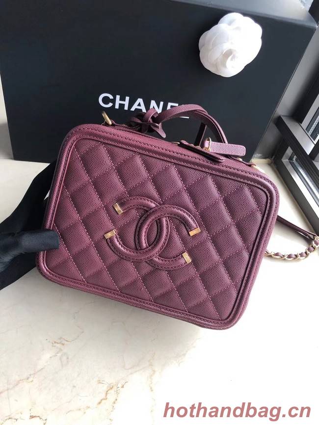 Chanel Original Leather Medium Cosmetic Bag 93443 Wine