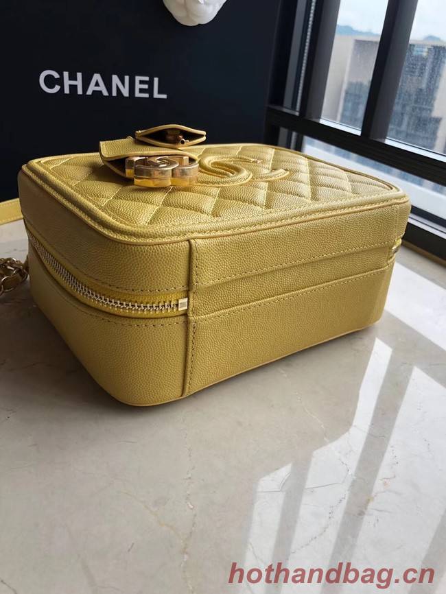 Chanel Original Leather Medium Cosmetic Bag 93443 Yellow
