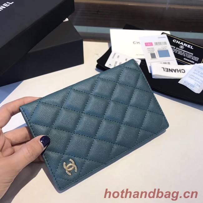 Chanel Calfskin Leather & Gold-Tone Metal Wallet A80385 Blue