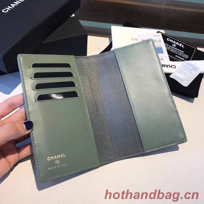 Chanel Calfskin Leather & Gold-Tone Metal Wallet A80385 Green