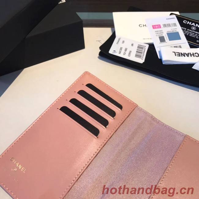 Chanel Calfskin Leather & Gold-Tone Metal Wallet A80385 Pink