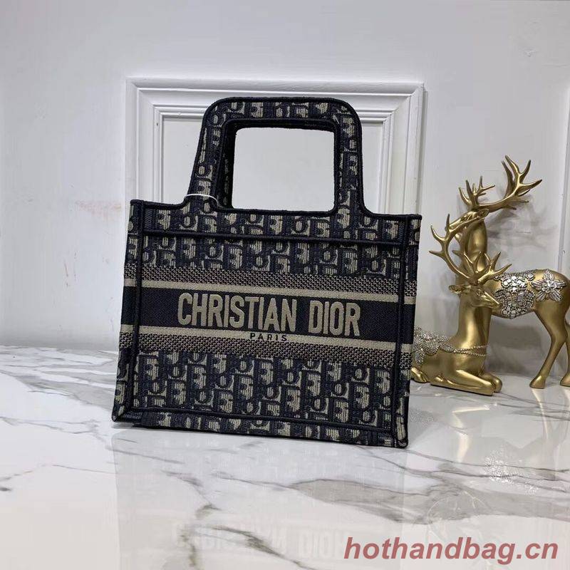 DIOR TOTE BAG IN EMBROIDERED CANVAS C0195 Navy Blue