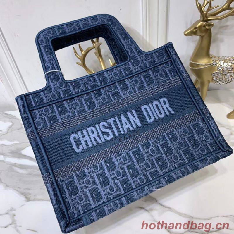 DIOR TOTE BAG IN EMBROIDERED CANVAS C0195 Blue