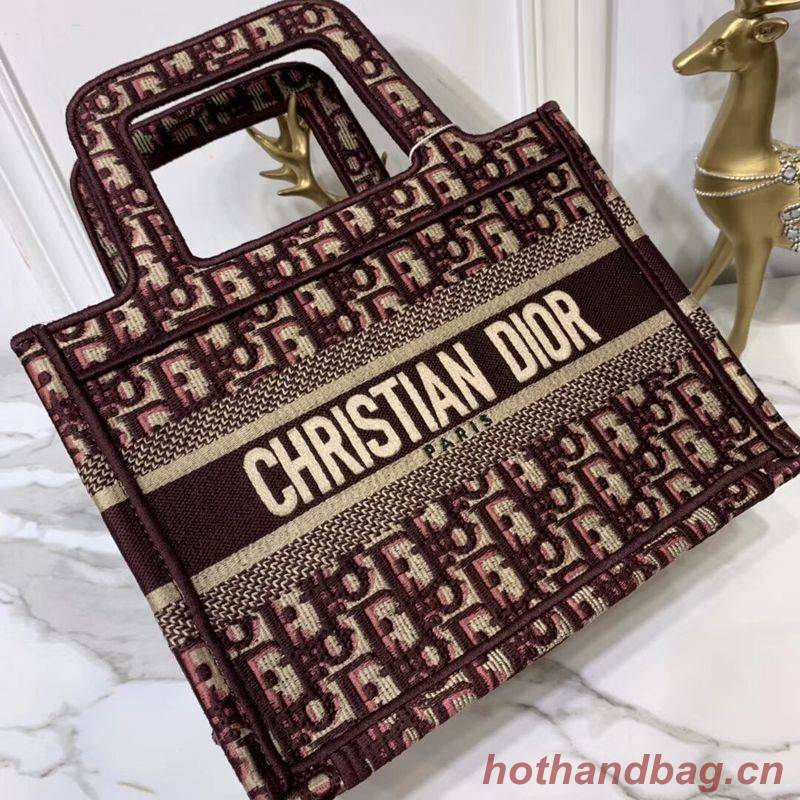 DIOR TOTE BAG IN EMBROIDERED CANVAS C0195 Wine