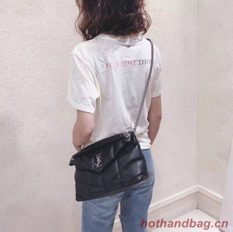 Yves Saint Laurent LOULOU PUFFER SMALL BAG IN QUILTED CRINKLED MATTE LEATHER Y577476 Black Yves Saint Laurent LOULOU PUFFER SMALL BAG IN QUILTED CRINKLED MATTE LEATHER Y577476 Black