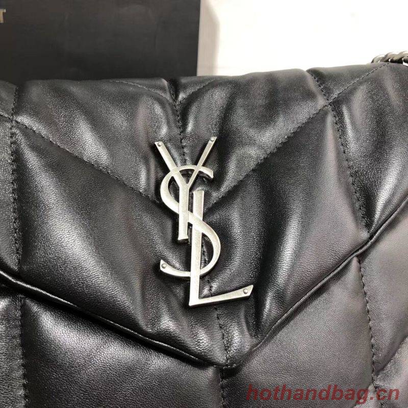 Yves Saint Laurent LOULOU PUFFER SMALL BAG IN QUILTED CRINKLED MATTE LEATHER Y577476 Black Yves Saint Laurent LOULOU PUFFER SMALL BAG IN QUILTED CRINKLED MATTE LEATHER Y577476 Black