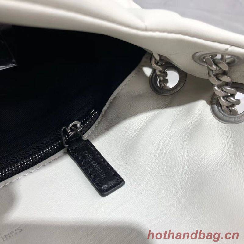 Yves Saint Laurent LOULOU PUFFER SMALL BAG IN QUILTED CRINKLED MATTE LEATHER Y577476 White Yves Saint Laurent LOULOU PUFFER SMALL BAG IN QUILTED CRINKLED MATTE LEATHER Y577476 White