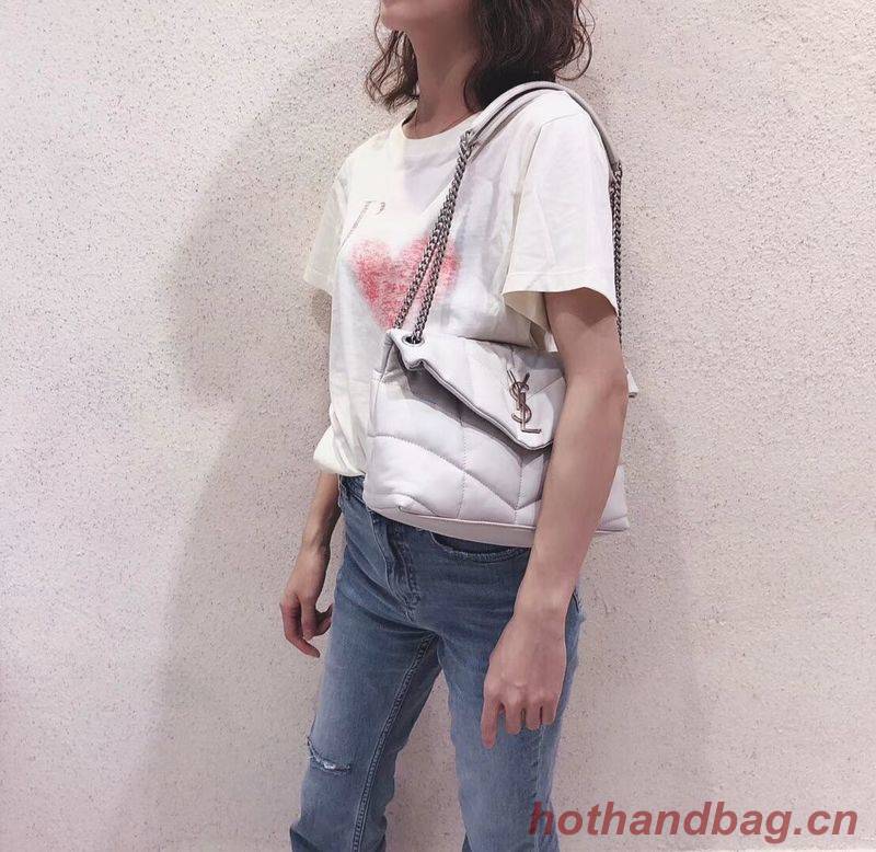 Yves Saint Laurent LOULOU PUFFER SMALL BAG IN QUILTED CRINKLED MATTE LEATHER Y577476 White Yves Saint Laurent LOULOU PUFFER SMALL BAG IN QUILTED CRINKLED MATTE LEATHER Y577476 White