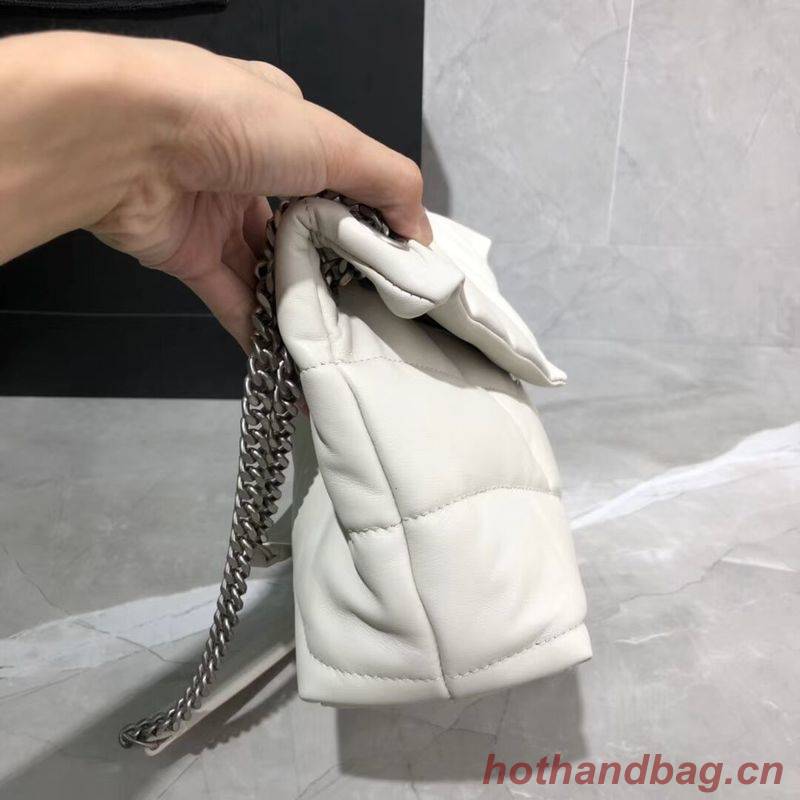 Yves Saint Laurent LOULOU PUFFER SMALL BAG IN QUILTED CRINKLED MATTE LEATHER Y577476 White Yves Saint Laurent LOULOU PUFFER SMALL BAG IN QUILTED CRINKLED MATTE LEATHER Y577476 White