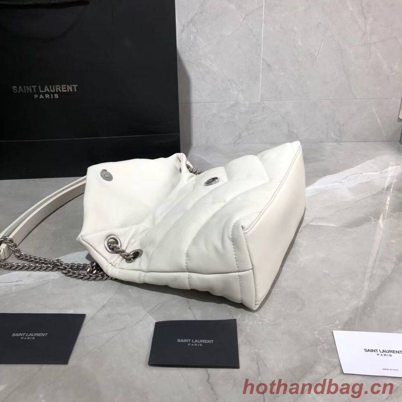 Yves Saint Laurent LOULOU PUFFER SMALL BAG IN QUILTED CRINKLED MATTE LEATHER Y577476 White Yves Saint Laurent LOULOU PUFFER SMALL BAG IN QUILTED CRINKLED MATTE LEATHER Y577476 White