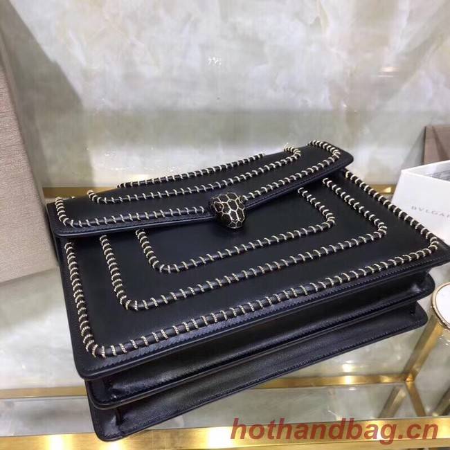 BVLGARI Medium Shoulder Bag Calfskin Leather BG22890 black