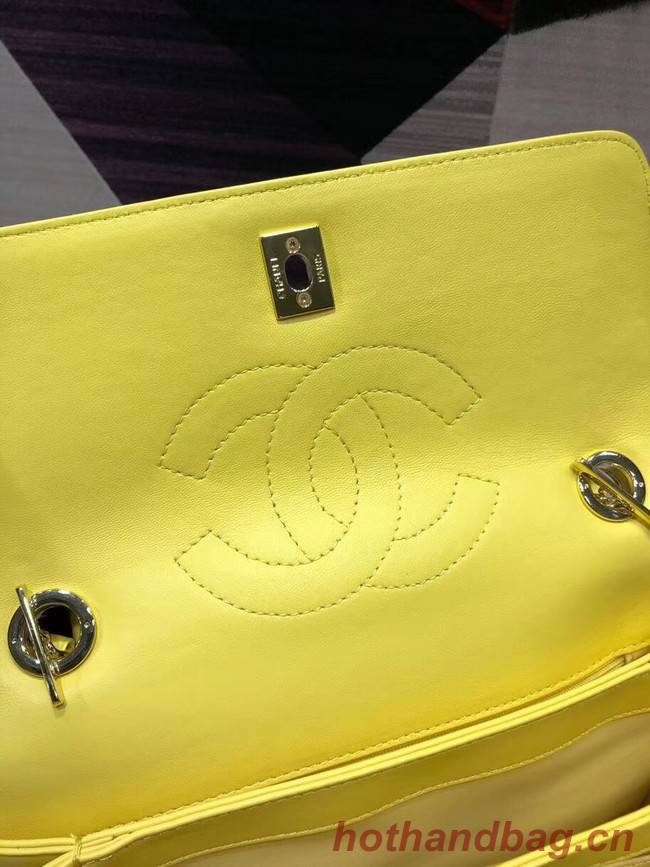 Chanel CC original lambskin top handle flap bag A92236 lemon&Gold-Tone Metal
