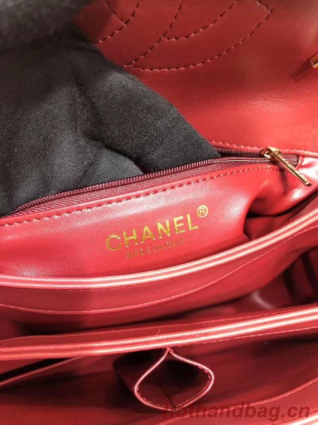 Chanel CC original lambskin top handle flap bag A92236 red&Gold-Tone Metal