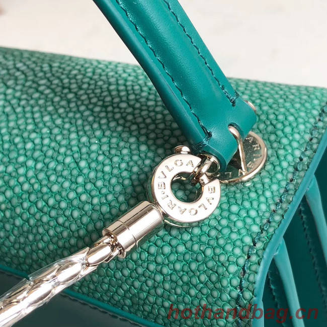 Bvlgari Serpenti Forever Pearl fish skin&Calfskin Leather small crossbody bag 288687 green