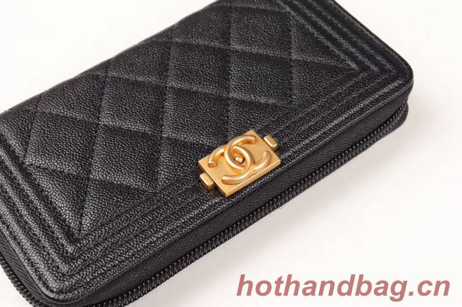 Chanel Calfskin Leather & Gold-Tone Metal Wallet A80566 black