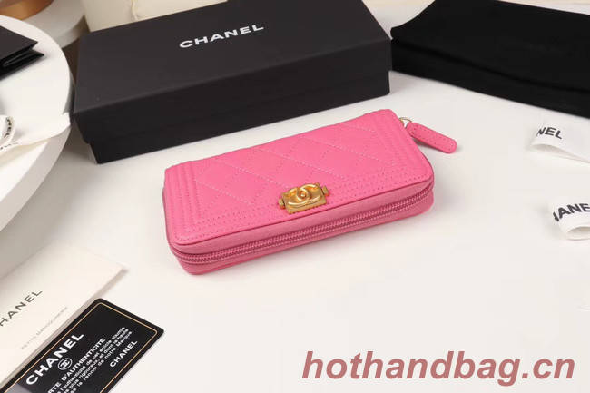 Chanel Calfskin Leather & Gold-Tone Metal Wallet A80566 rose