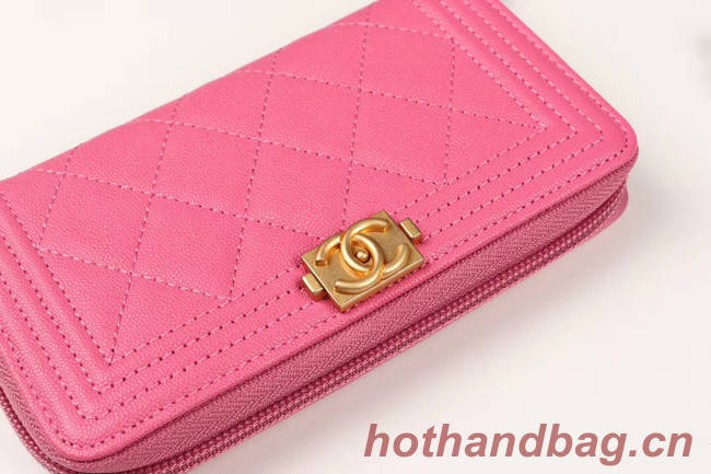 Chanel Calfskin Leather & Gold-Tone Metal Wallet A80566 rose
