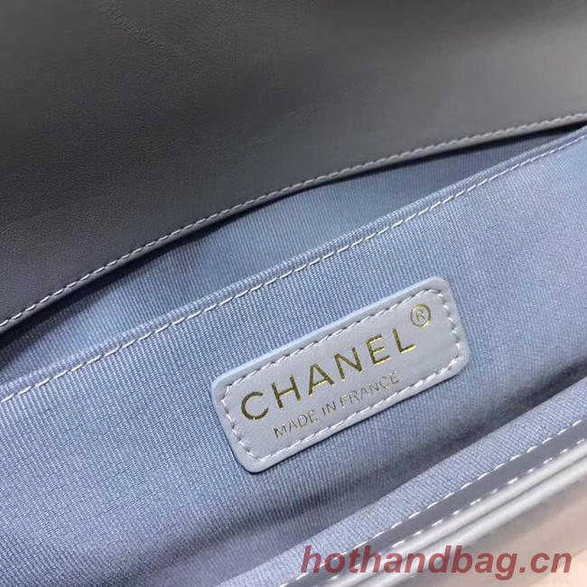 Chanel Leboy Original Calfskin leather Shoulder Bag H67086 light blue & gold -Tone Metal