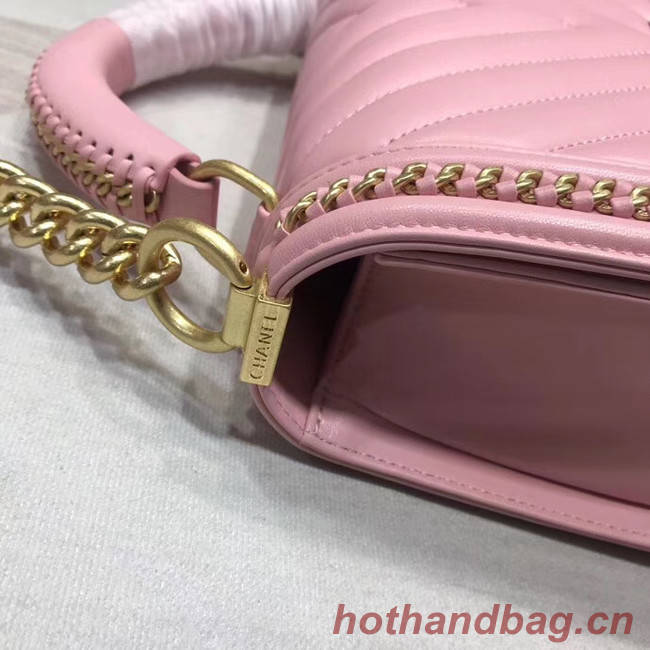 Chanel Leboy Original leather Shoulder Bag V67086 pink & gold -Tone Metal