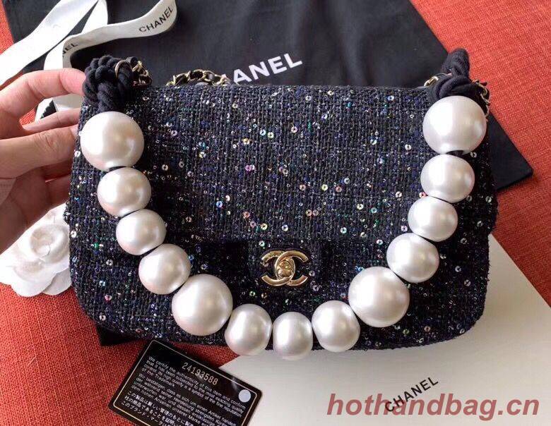 Chanel Original Pearl Shoulder Strap Bag A1112 Black