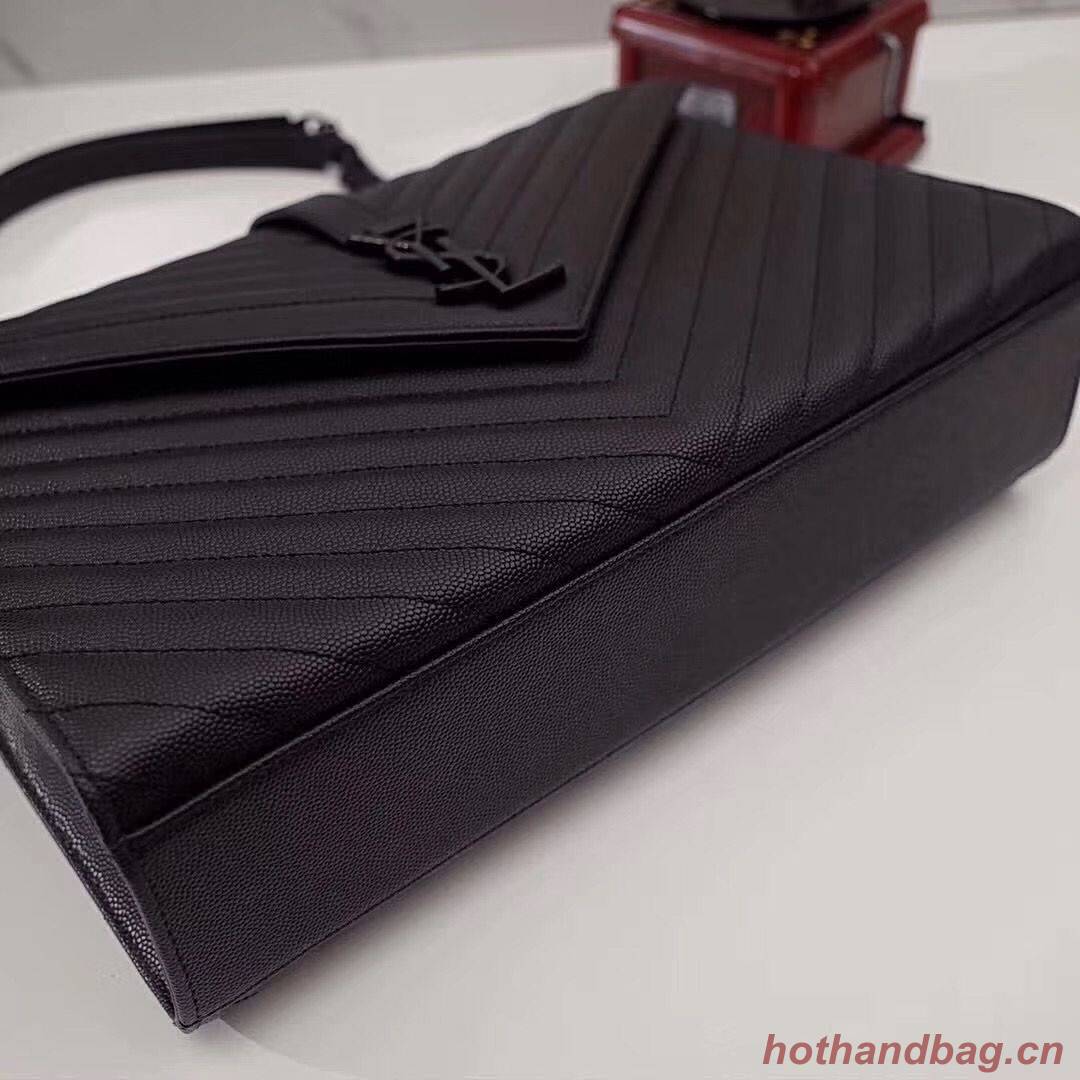 SAINT LAURENT leather shoulder bag 392745 black&Black-toned hardware