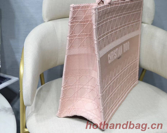 DIOR BOOK TOTE BAG IN EMBROIDERED CANVAS C1286 Pink