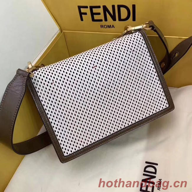 Fendi KAN U leather bag 8BT313 Khaki&white