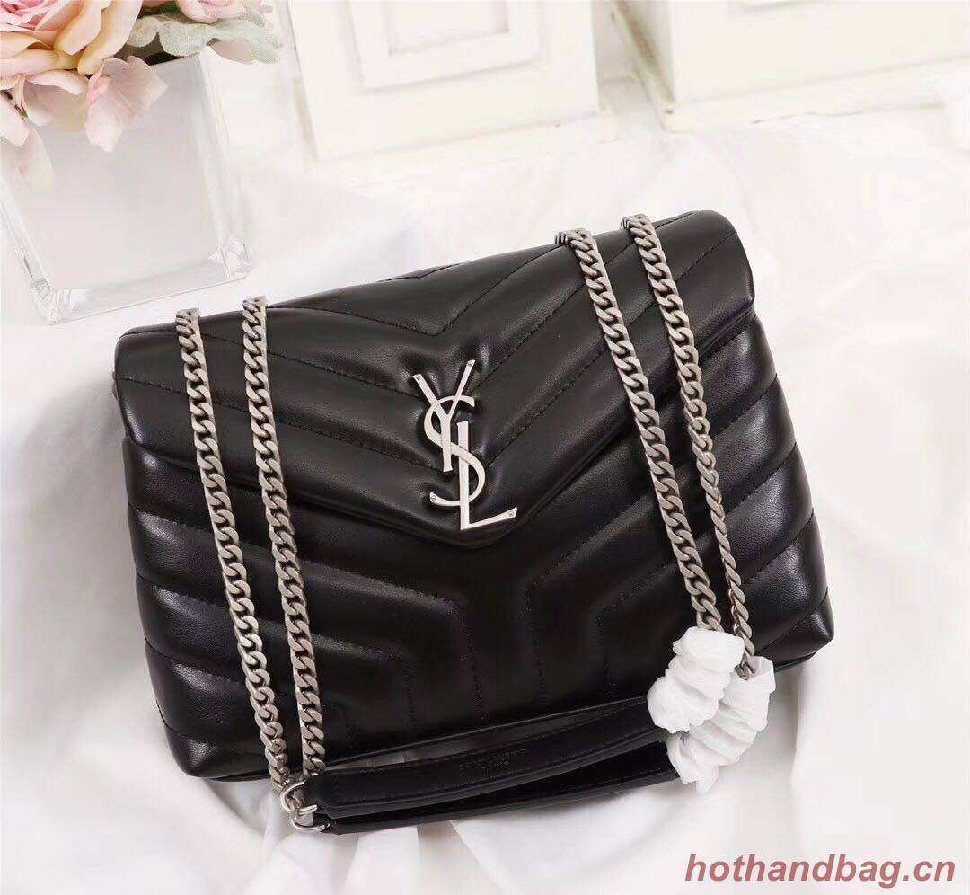 Yves Saint Laurent Calfskin Leather Tote Bag 464678 Black 