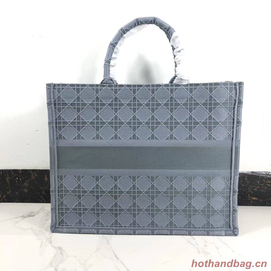 DIOR BOOK TOTE BAG IN EMBROIDERED CANVAS C1286 grey blue