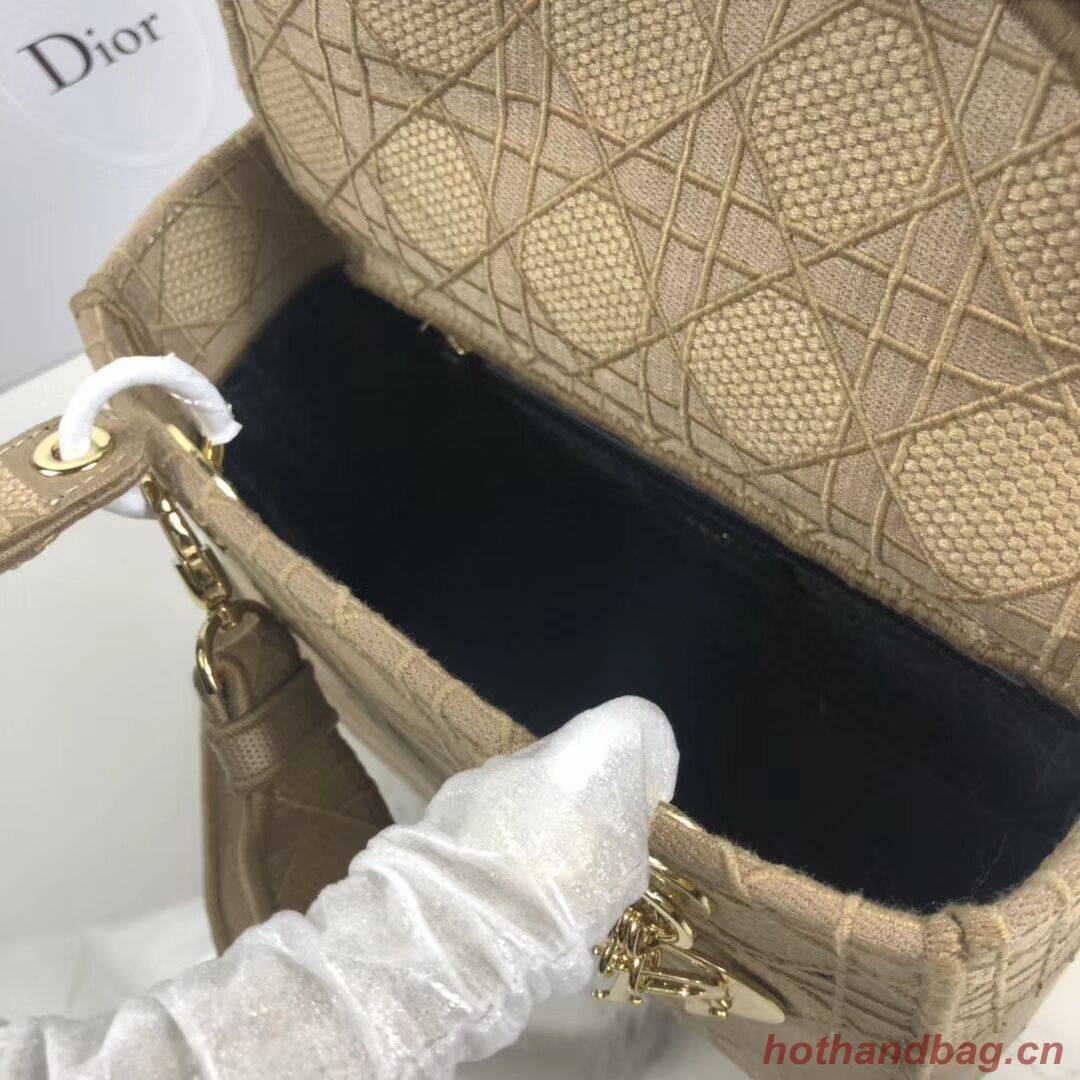 LADY DIOR TOTE BAG IN EMBROIDERED CANVAS C4532 apricot