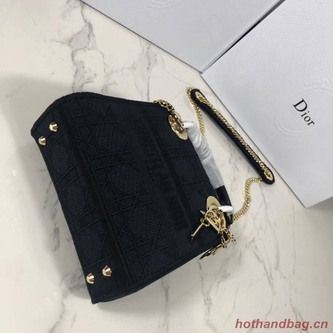 MINI LADY  DIOR TOTE BAG IN EMBROIDERED CANVAS C4531 black