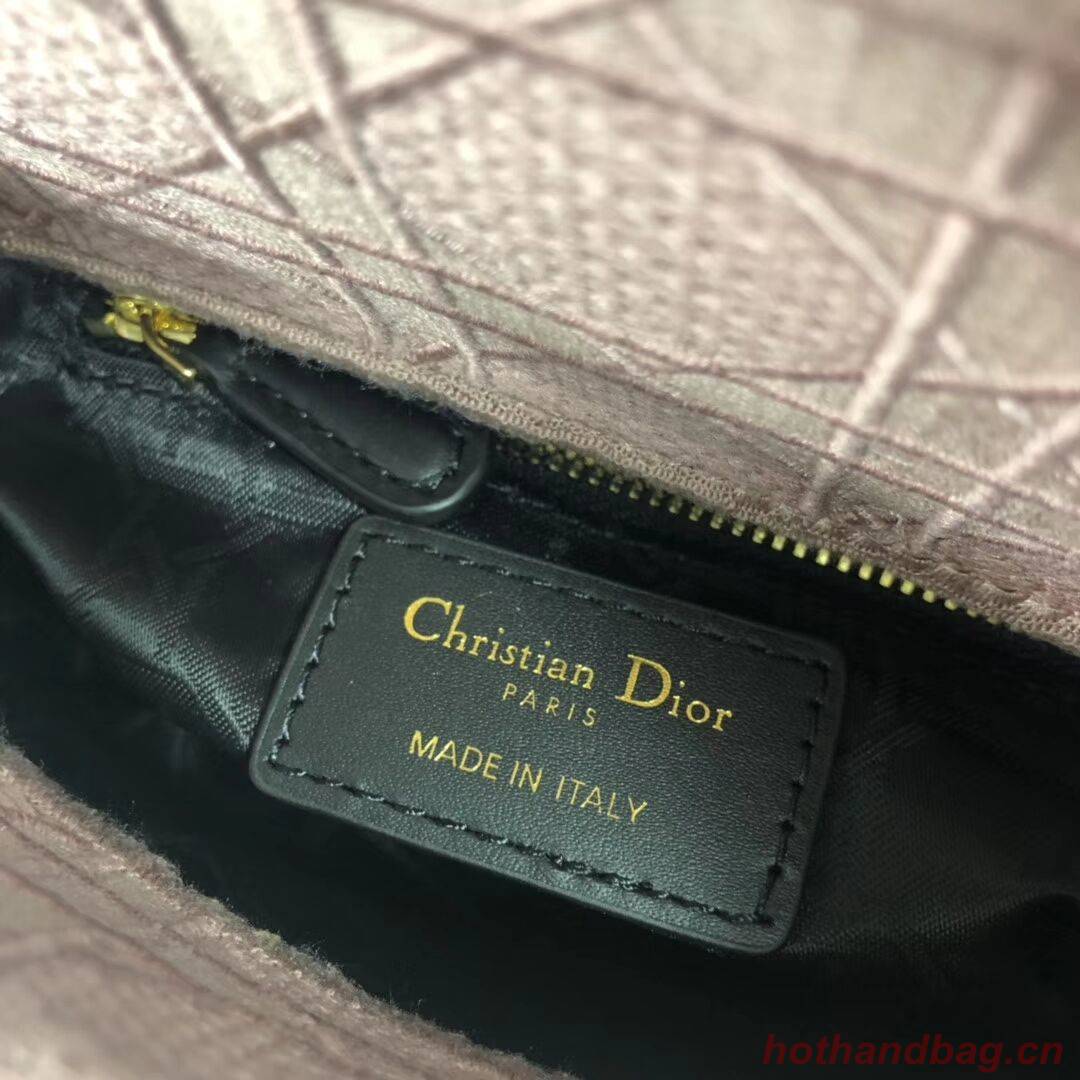MINI LADY DIOR TOTE BAG IN EMBROIDERED CANVAS C4531 pink