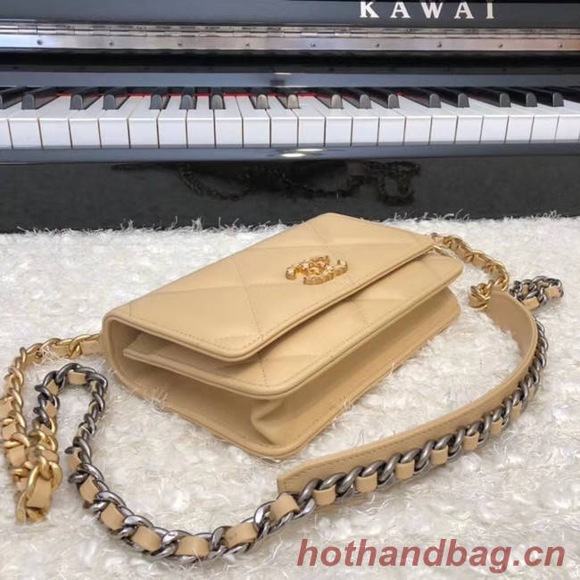 Chanel 19 Classic Sheepskin Leather Chain Wallet AP0957 apricot