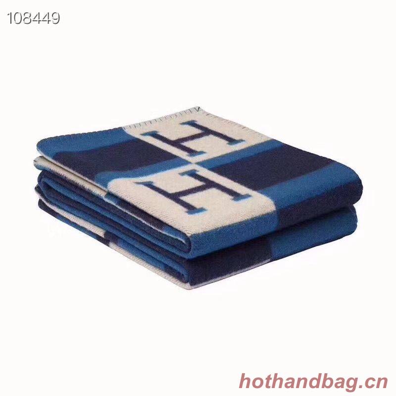 Hermes Lambswool & Cashmere Shawl & Blanket 71152 Navy