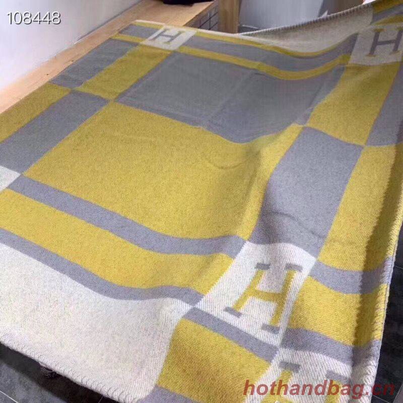 Hermes Lambswool & Cashmere Shawl & Blanket 71152 Yellow