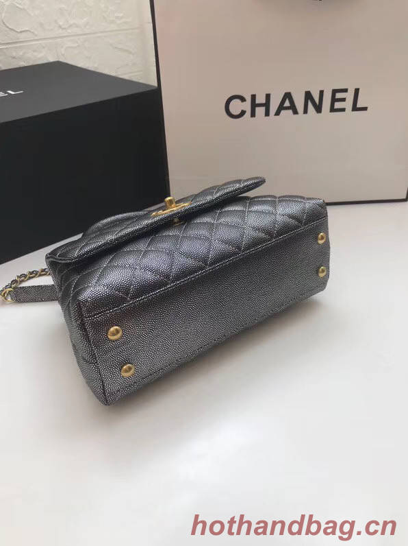 Chanel Small Flap Bag with Top Handle A92990 Silver grey