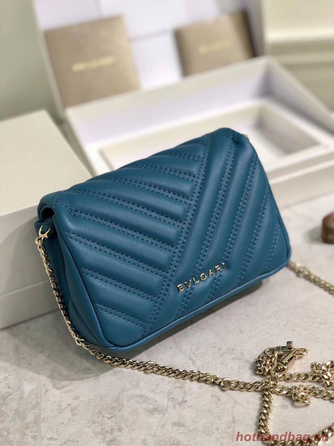 BVLGARI Shoulder Bag Calfskin Leather B288760 blue