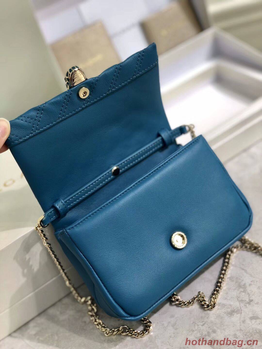 BVLGARI Shoulder Bag Calfskin Leather B288760 blue