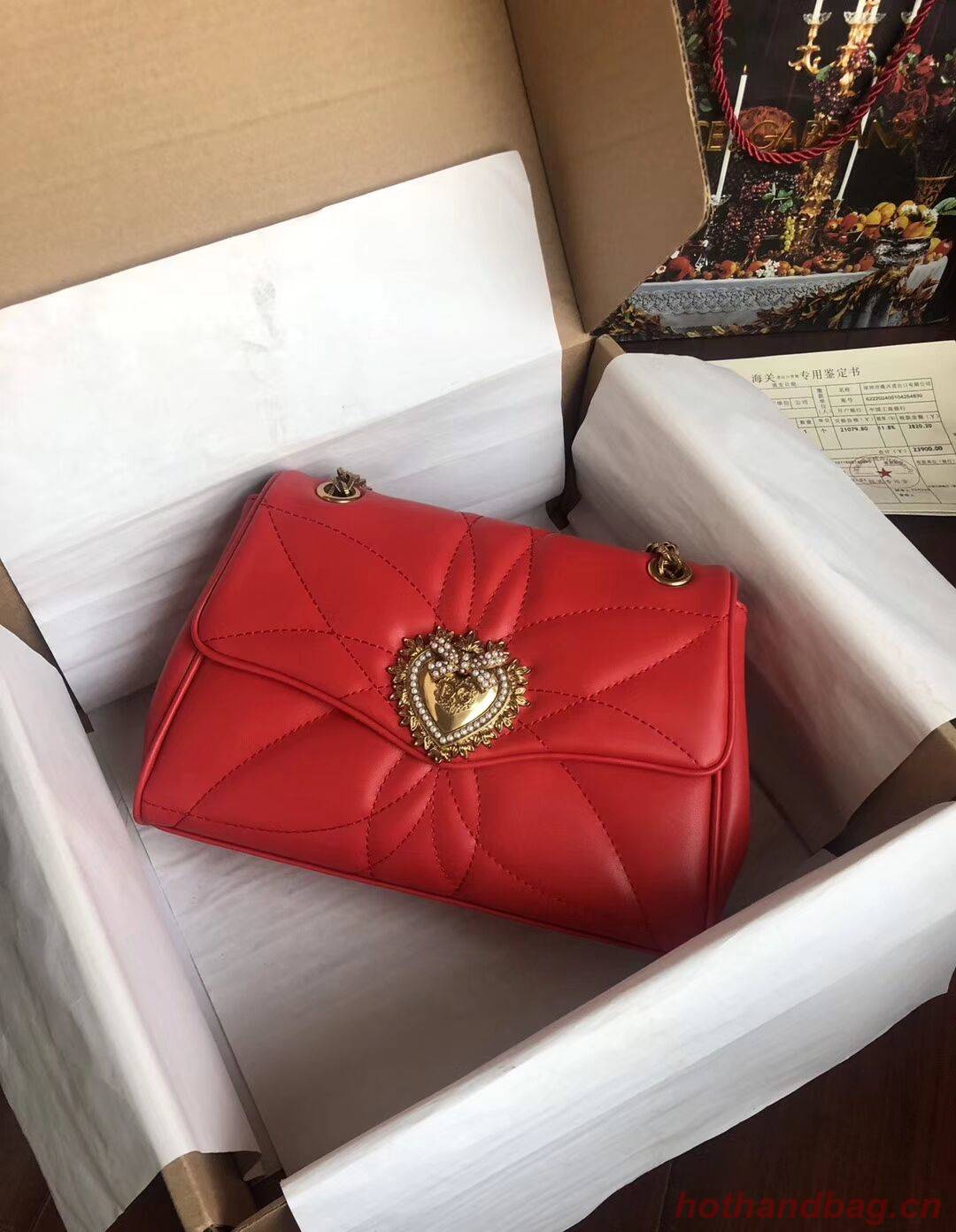 Dolce & Gabbana Origianl Leather Bag 4919 red