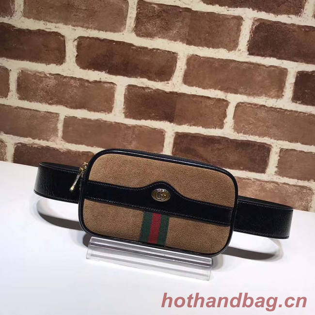 Gucci Nubuck leather belt bag 519308 brown&black