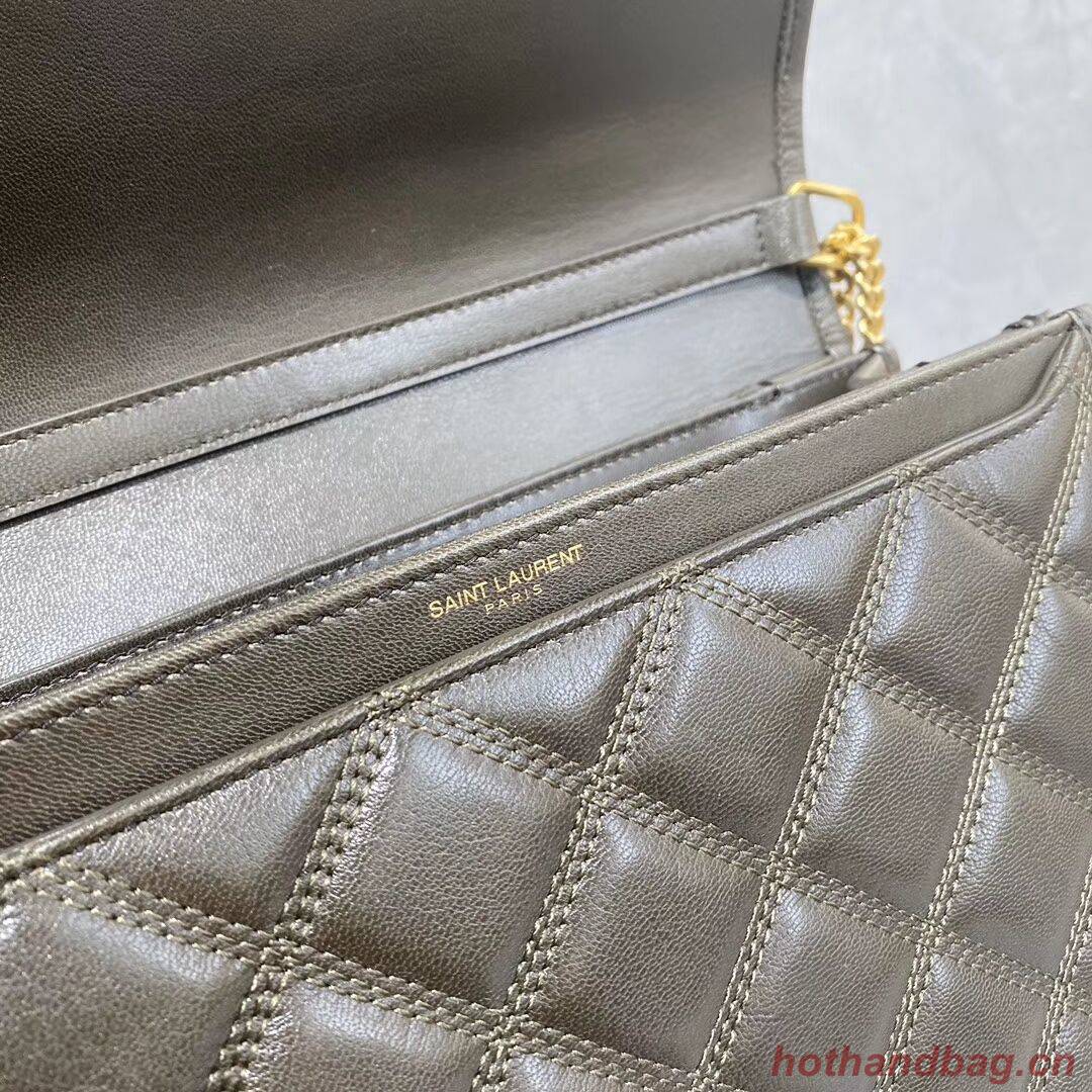 SAINT LAURENT leather shoulder bag Y579607 grey