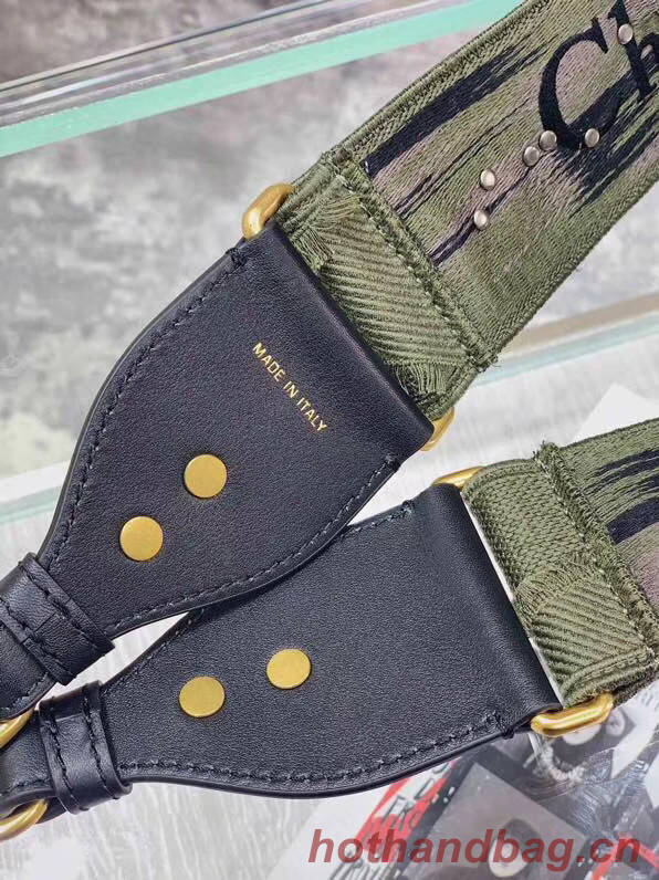 DIOR GREEN MULTICOLOR CAMOUFLAGE FULLY EMBROIDERED STRAP M042