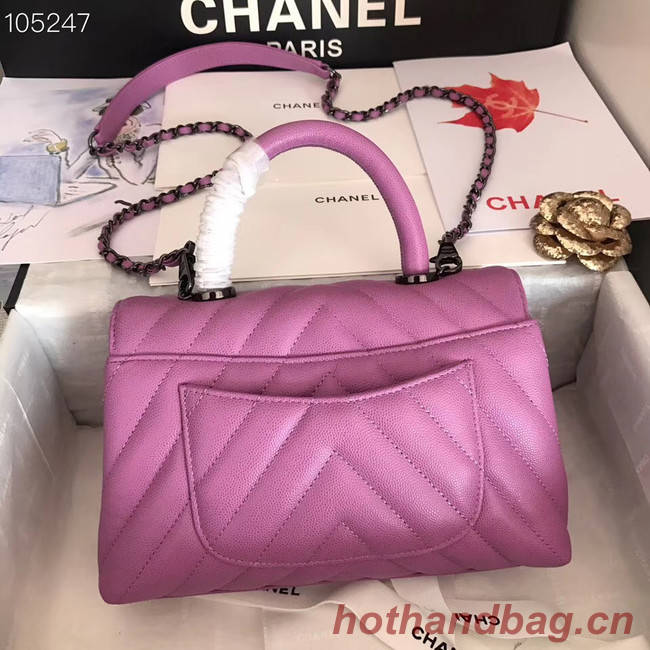 Chanel Small Flap Bag Top Handle V92990 Purplish