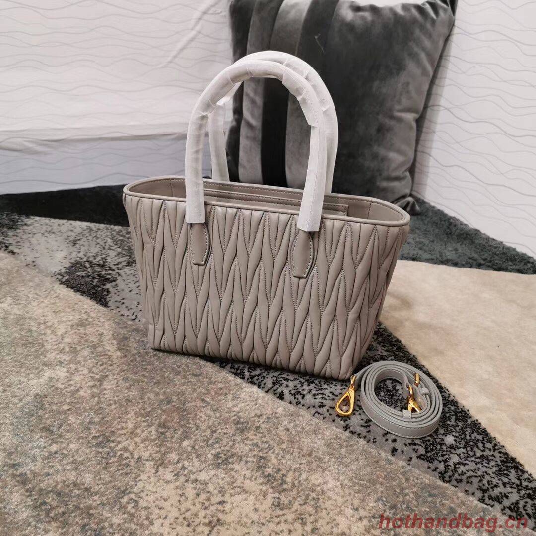 miu miu Matelasse Nappa Leather Top-handle Bag 5BG163 grey