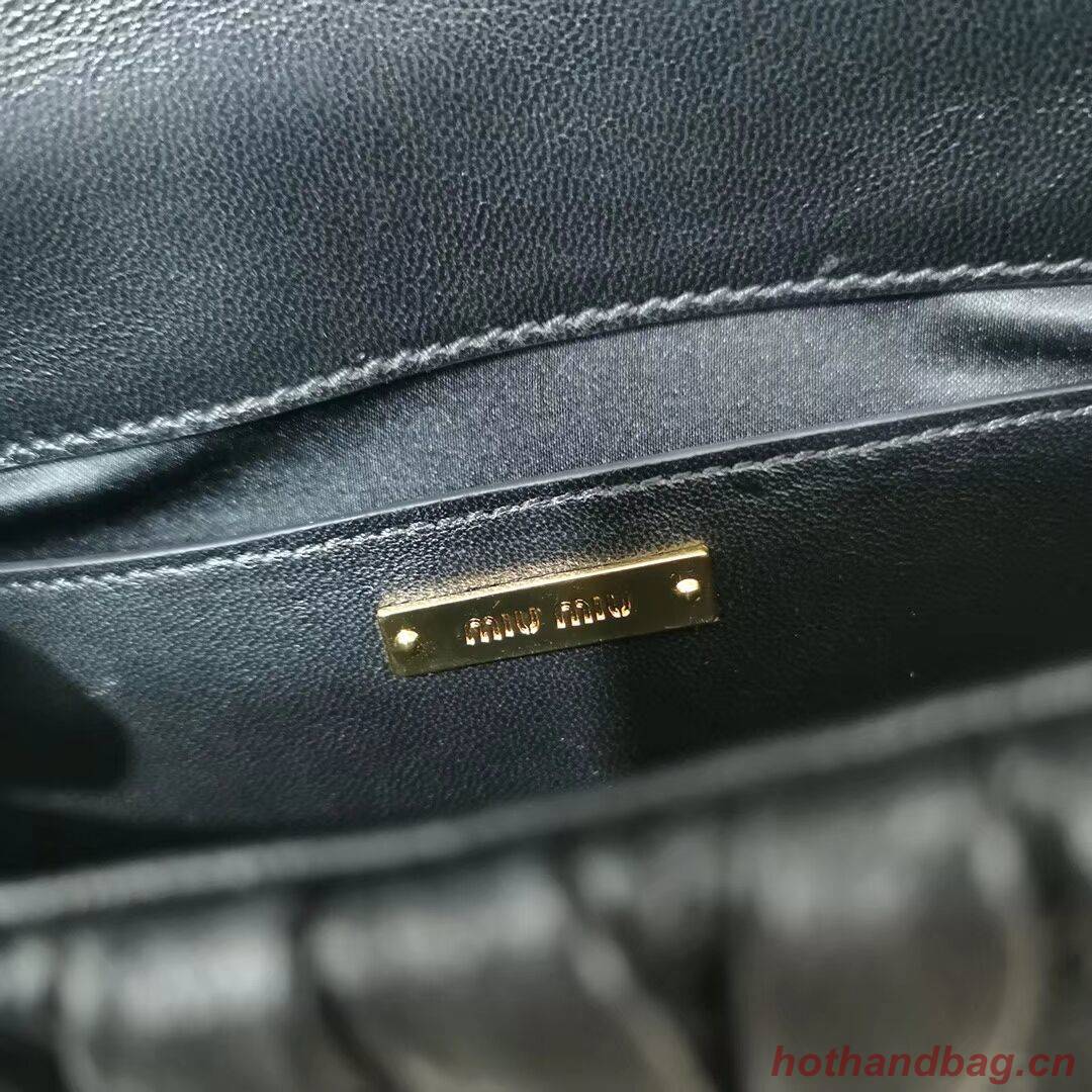 miu miu Matelasse Nappa Leather shoulder bag 5BG163 black