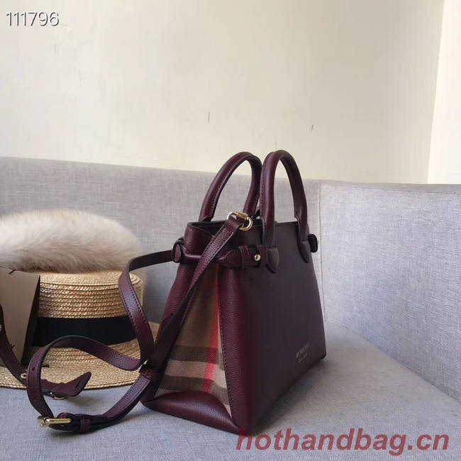 BurBerry Leather Tote Bag 7461 Burgendy