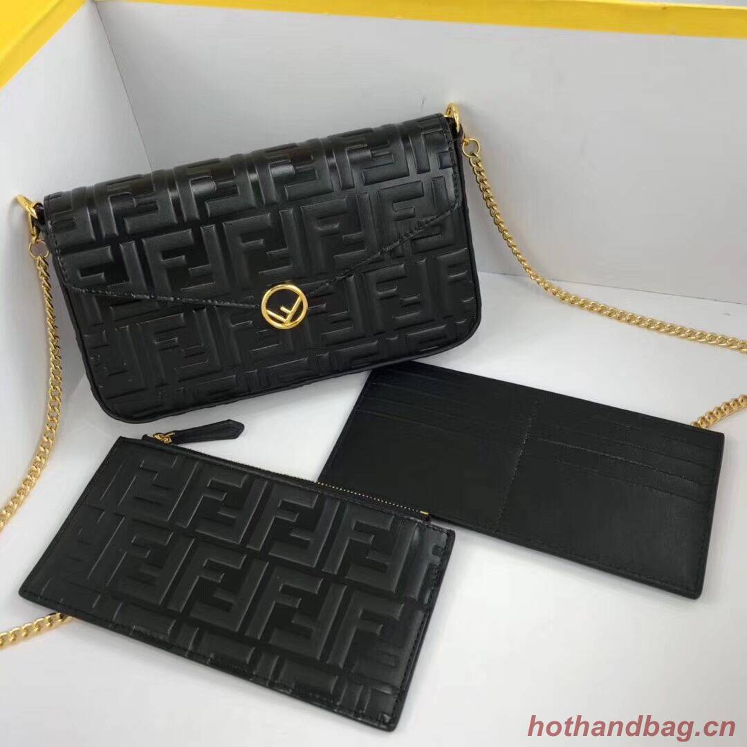 Fendi WALLET ON CHAIN WITH POUCHES leather mini-bag 8BS032 black