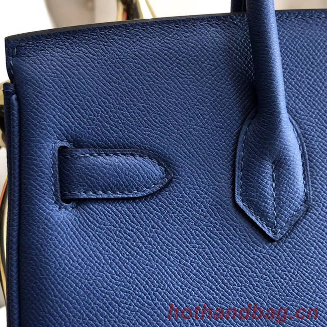 Hermes original Epsom Leather HB35O blue&gold Metal