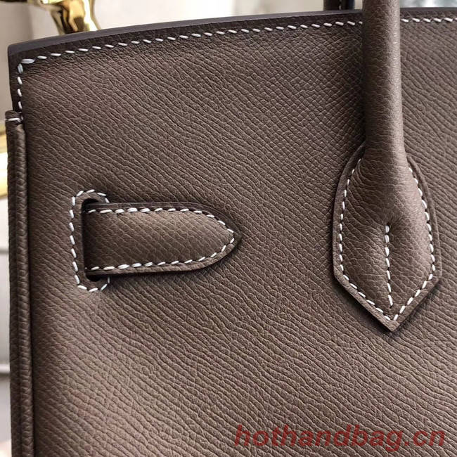 Hermes original Epsom Leather HB35O grey&silver Metal